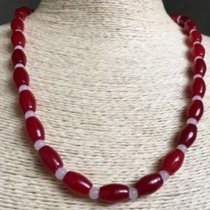 Natural Red Jade Rice Necklace 19 "AAA